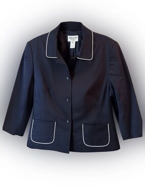Vintage Pendleton Women’s Blazer 18W Black Piped Trim Jacket EUC Classic